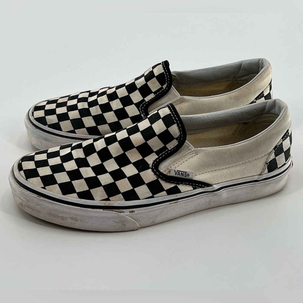 Vans Slip-On Checkerboard Black and White Sneakers - Picture 2 of 7